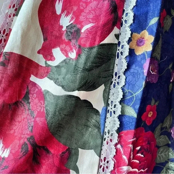 1950s Vintage Floral Print Cotton Full Midi Skirt - Picture 10 of 14